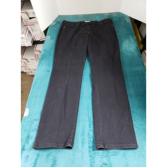 Levis 505 Jeans Size 14 Long Womens Black Stretch Pant Ladies Mid Rise Straight - Picture 1 of 14